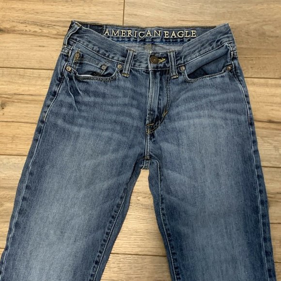 Men's American Eagle Jeans 26 x 28 Slim Straight Fit Denim Blue Cotton Med Wash - Picture 2 of 11